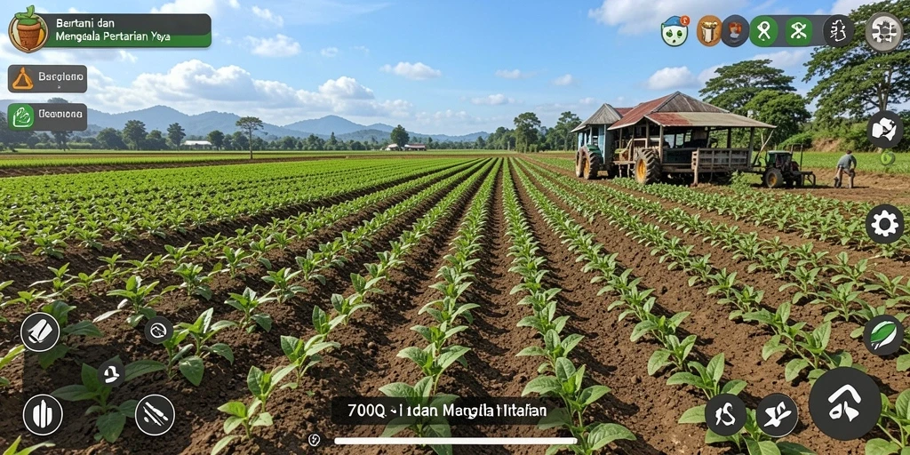 Screenshot gameplay 700Q menampilkan aktivitas bertani yang seru.