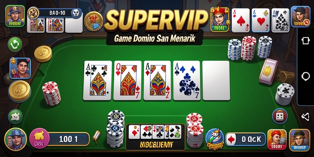 Screenshot utama SUPERVIP menampilkan gameplay Domino yang dinamis.
