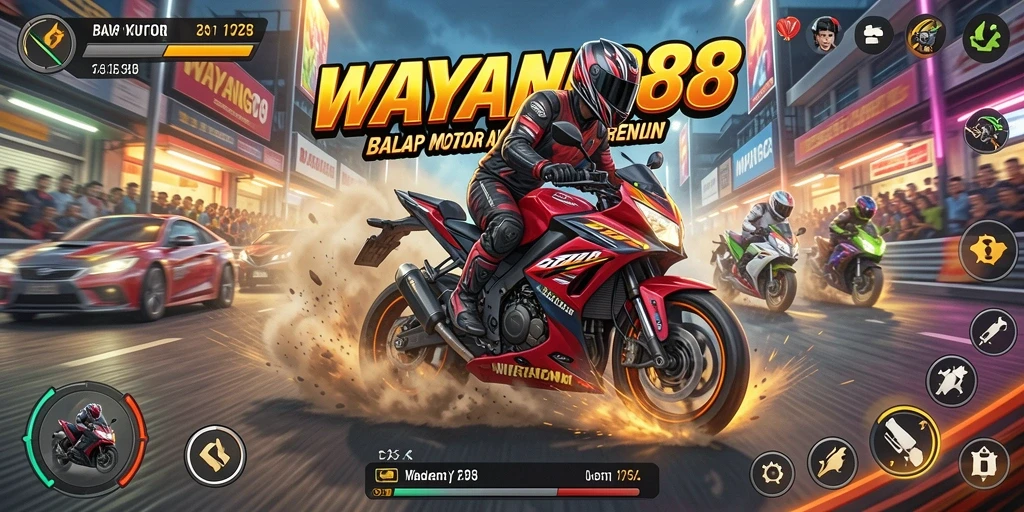 Gameplay balap motor yang seru dan mendebarkan.